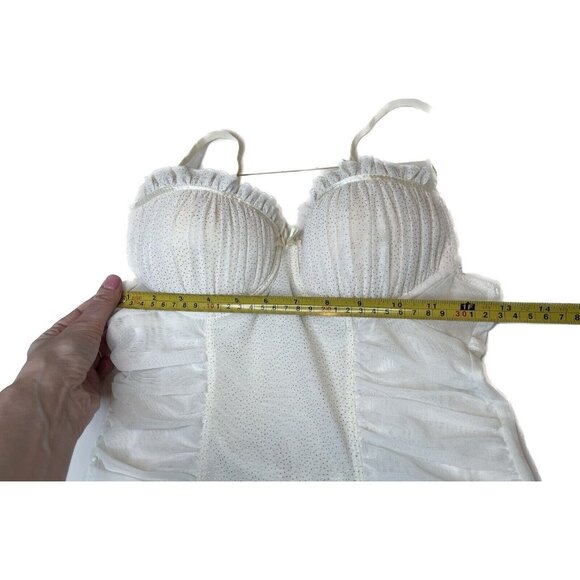 Per Lei M Bra Slip Lingerie ruffled negligee Beige Ivory Dotted 34C - Picture 6 of 9